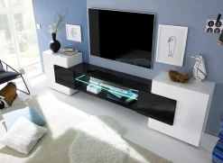 Mobile porta TV 258x61h cm moderno laccato bianco lucido Starck
