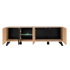 Mobile porta TV 160x52h cm soggiorno noce con stampa nera Mendes
