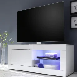 Mobile porta TV 140x56h cm soggiorno bianco lucido Eternity