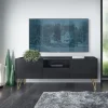 Mobile porta TV 144x55h cm soggiorno nero effetto marmo Sirena