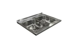Mobile sottolavello cucina 80x86h cm multiuso con lavello 2 vasche acciaio inox bianco frassinato Talise