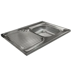 Mobile sottolavello cucina 80x86h cm multiuso con lavello 1 vasca destra acciaio inox bianco frassinato Talise