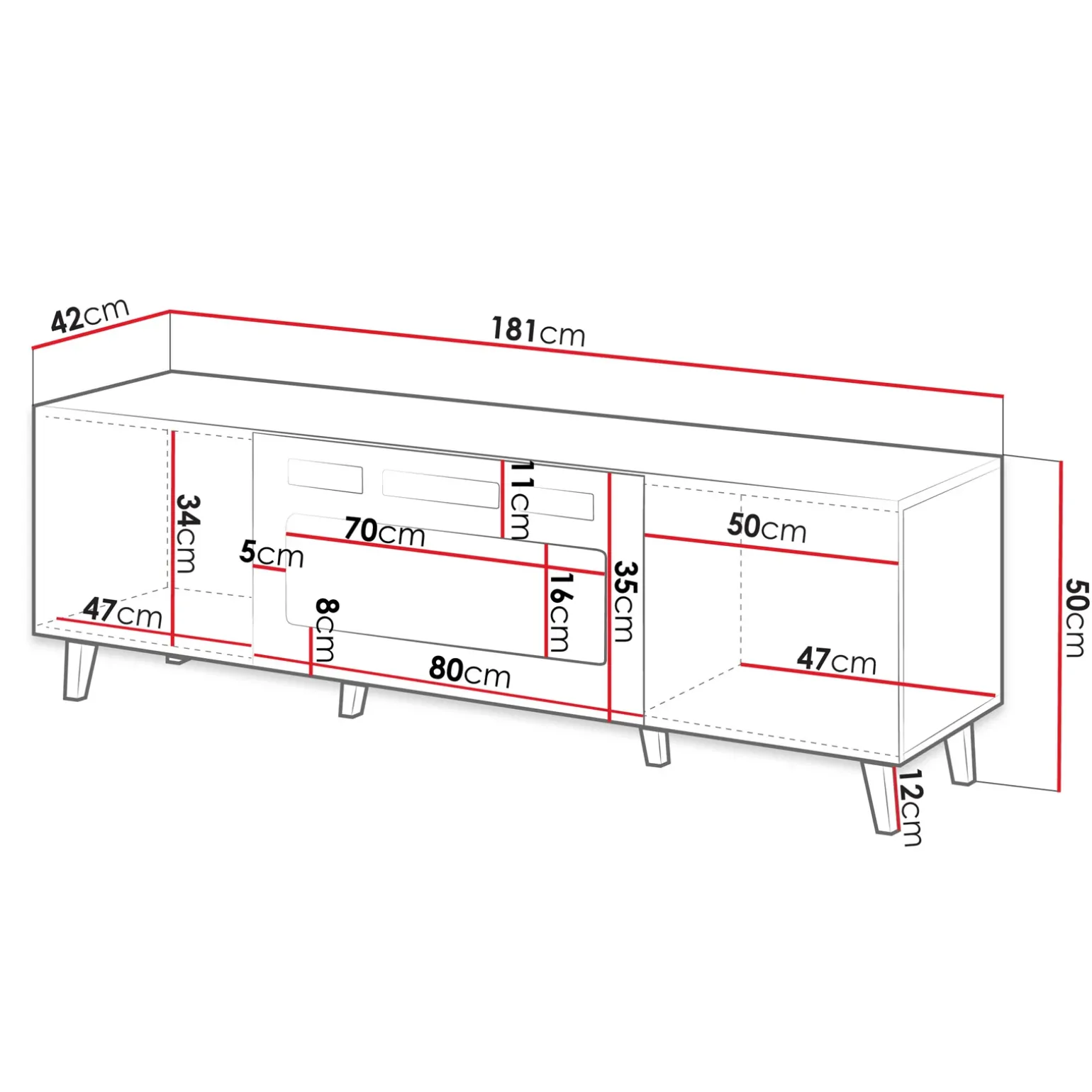 Mobile TV con camino 181x50h cm moderno cannettato quercia Essence