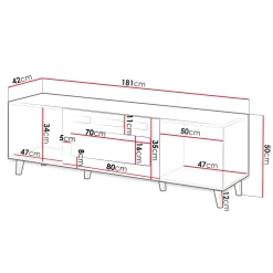 Mobile TV con camino 181x50h cm moderno cannettato antracite Essence