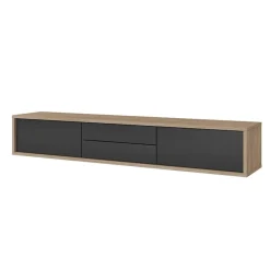 Mobile TV soggiorno sospeso 180x32h cm 2 ante a ribalta 2 cassetti  antracite rovere Glem
