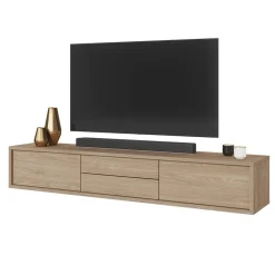Mobile TV soggiorno sospeso 180x32h cm 2 ante a ribalta 2 cassetti  rovere Glem