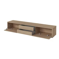 Mobile TV soggiorno sospeso 180x32h cm 2 ante a ribalta 2 cassetti  rovere Glem