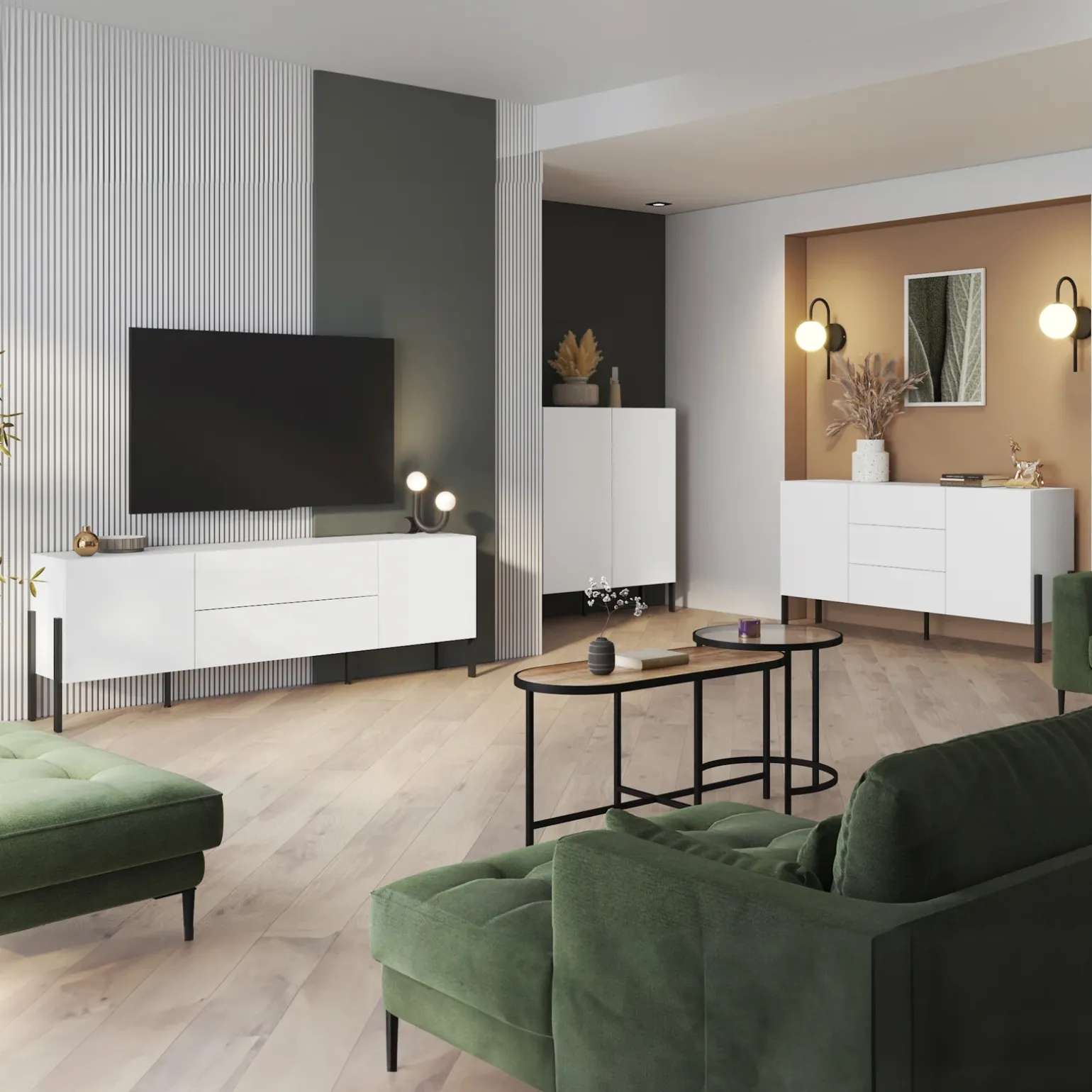 Mobile TV 200x70h cm 4 ante moderno bianco Simple