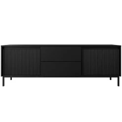 Mobile TV 174x60h cm 2 cassetti design cannettato nero Strike
