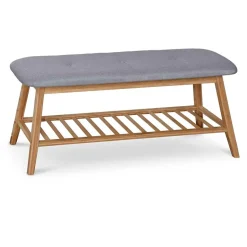 Panca portascarpe in tessuto grigio legno bambù Keduk