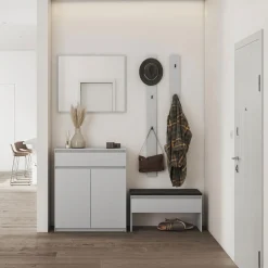 Panca scarpiera 92x50cm con imbottitura grigio Accent