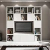 Parete attrezzata libreria 218x218h cm componibile moderna bianco frassinato Kubic 12