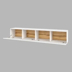 Parete attrezzata sospesa 226x140h cm bianco rovere Fusion 1