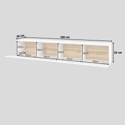 Parete attrezzata sospesa 226x140h cm bianco rovere Fusion 1