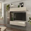 Parete attrezzata sospesa 167x180h cm moderna beige marrone Sunset 98