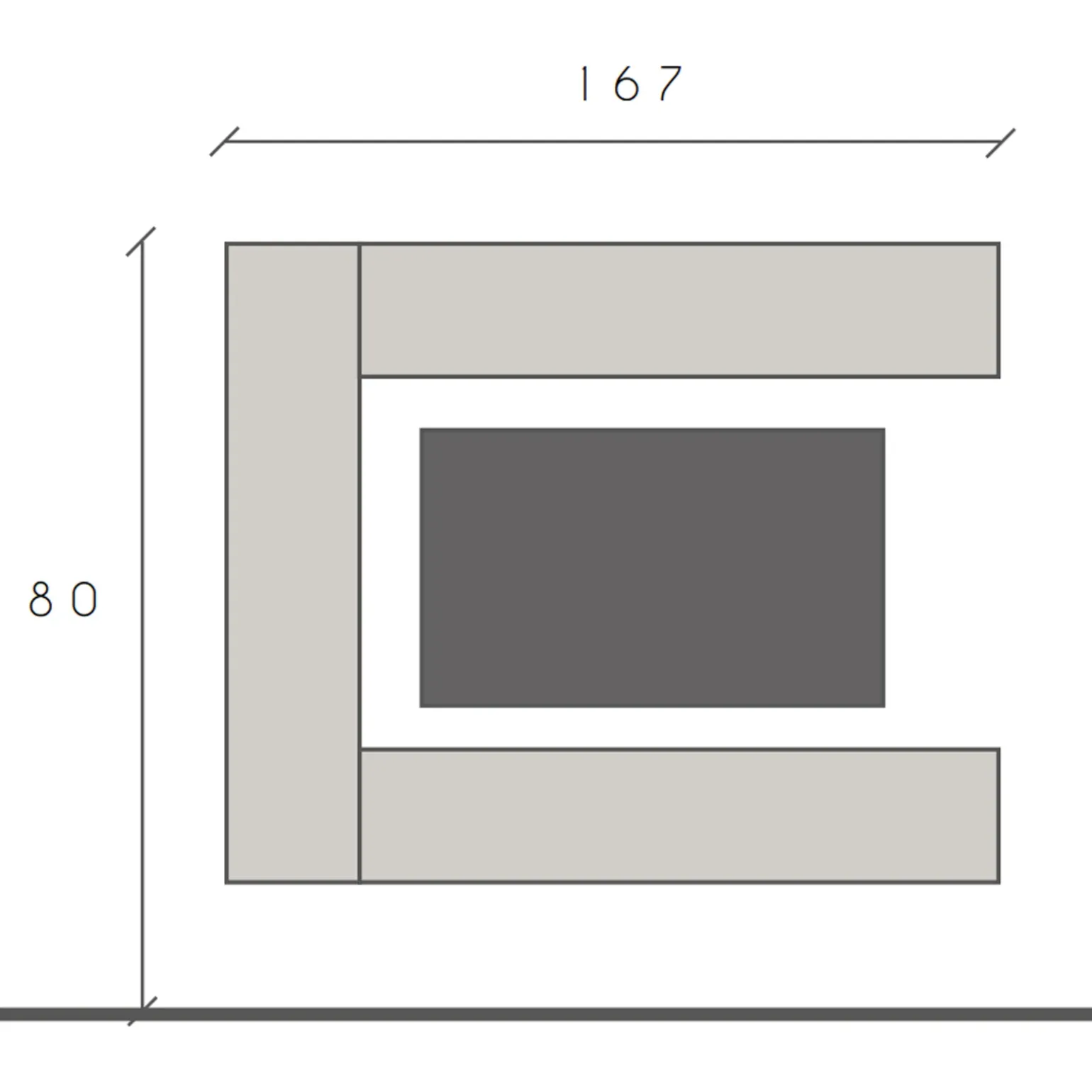 Parete attrezzata sospesa 167x180h cm moderna beige marrone Sunset 98