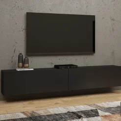 Parete attrezzata sospesa 226x140h cm nero rovere  Fusion 2