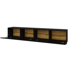 Parete attrezzata sospesa 226x140h cm nero rovere  Fusion 2