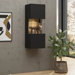 Parete attrezzata sospesa 226x140h cm nero rovere  Fusion 2