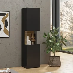 Parete attrezzata sospesa 226x140h cm nero rovere  Fusion 2