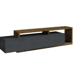 Parete attrezzata 219x 205h cm soggiorno antracite spatolato noce Megan Gihome®