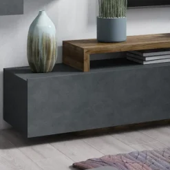 Parete attrezzata 219x 205h cm soggiorno antracite spatolato noce Megan Gihome®
