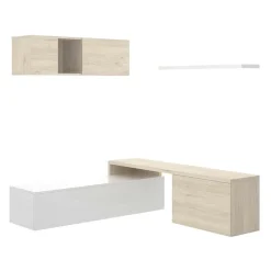 Parete attrezzata 201x143h cm angolare rovere bianco Sahara Gihome®