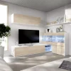 Parete attrezzata 260x183h cm angolare reversibile con led rovere bianco lucido Emily