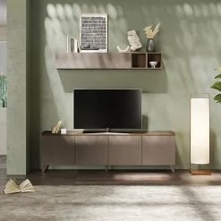 Parete attrezzata 241x165h cm bronzo rovere scuro Jonson