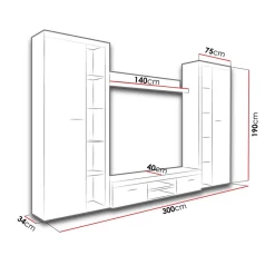 Parete attrezzata 300x190h cm bianco Birmingham
