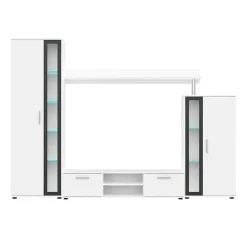 Parete attrezzata 256x182h cm bianco nero Newcastle