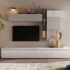 Parete attrezzata 276x200h cm design moderno grigio bianco lucido Sunset 29