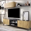 Parete attrezzata 182x160h cm legno rovere grafite German