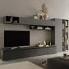 Parete attrezzata 387x186h cm moderna antracite grigio Sunset 43
