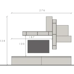 Parete attrezzata 276x228h cm moderna grigio antracite Sunset 90