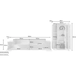Parete attrezzata 290x121h cm moderna bianco lucido acero Milos Gihome®
