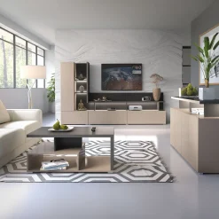Parete attrezzata 270x162h cm moderna beige grigio Matt