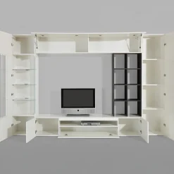 Parete attrezzata 290x192h cm moderna bianco lucido Zenith