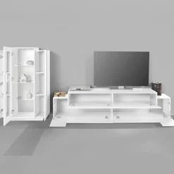 Parete attrezzata 290x121h cm moderna bianco lucido Milos Gihome®