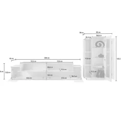 Parete attrezzata 290x121h cm moderna bianco lucido Milos Gihome®