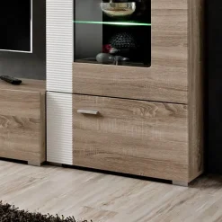 Parete attrezzata 240x190h cm rovere bianco lucido Mexico Gihome®