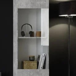 Parete attrezzata 257x187h cm soggiorno bianco lucido cemento Steppi 3