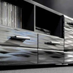 Parete attrezzata 260x150h cm soggiorno moderna nero opaco-lucido Dana Gihome®