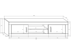 Parete attrezzata 240x210h cm soggiorno  bianco opaco nero lucido Susan Gihome®
