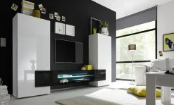 Parete attrezzata 258x143h cm soggiorno bianco nero lucido Starck