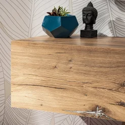Parete attrezzata 210x162h cm soggiorno con led blu scuro rovere Feola
