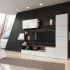 Parete attrezzata 230x184h cm soggiorno bianco noce Clyton Gihome®