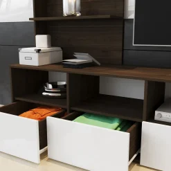 Parete attrezzata 230x184h cm soggiorno bianco noce Clyton Gihome®