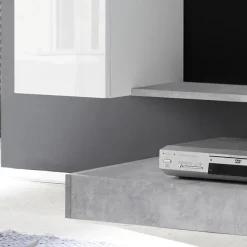 Parete attrezzata 248x175h cm soggiorno bianco lucido cemento Steppi 5