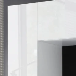 Parete attrezzata 248x175h cm soggiorno bianco lucido Steppi 5